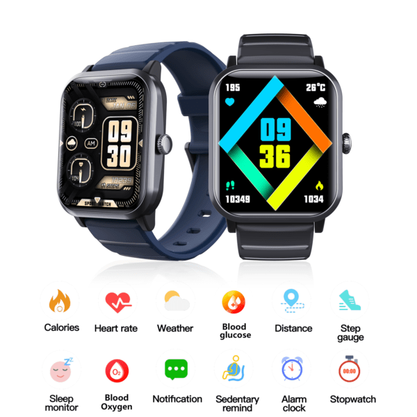 F33 Smartwatch with Heart Rate, Blood Pressure, Blood Sugar & Sleep Tracking, Custom Dials, Call Alerts - Image 2