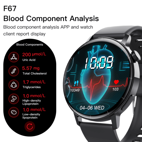 F67 Smartwatch with Blood Component Analysis, 24-Hour Monitoring - Image 2