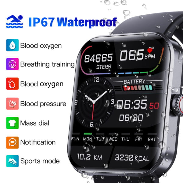 F57L Advanced Smartwatch with Heart Rate, Blood Oxygen, Blood Pressure, Sleep Monitoring, and Custom Dials - Image 3